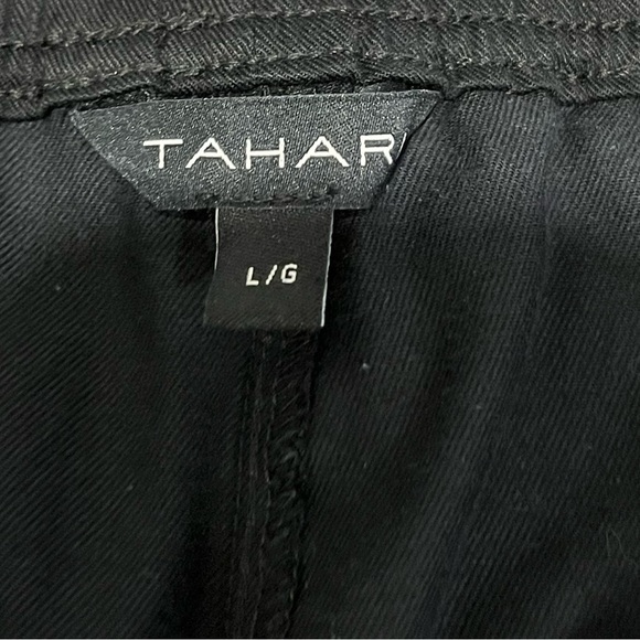 🖤 TAHARI – L – Black Drawstring Crop Pants - Picture 2 of 9